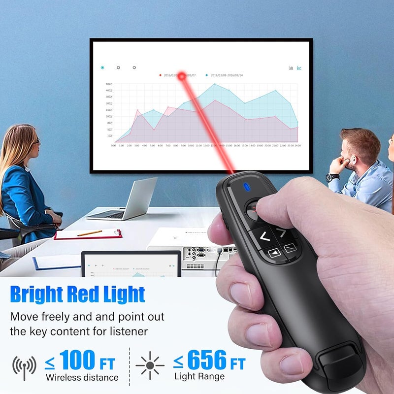 RJAD Presentation Clicker Wireless Presenter Remote Clicker, USB C PowerPoint Clicker for Presentation with Laser Pointer, RF 2.4GHz Computer Pointer Clicker Slide Advancer for Google Slides,Mac,Laptop - Image 4